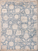 Exquisite Rugs Museum Hand-knotted Bamboo Silk 3496 Medium Blue 5' x 13' Area Rug