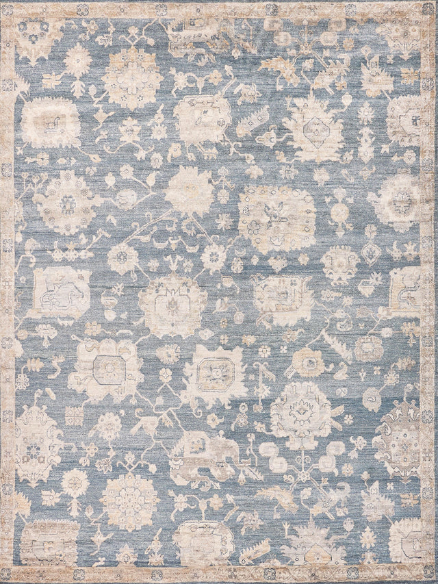 Exquisite Rugs Museum Hand-knotted Bamboo Silk 3496 Medium Blue 5' x 13' Area Rug