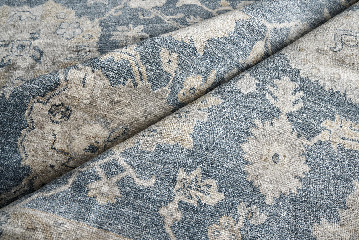 Exquisite Rugs Museum Hand-knotted Bamboo Silk 3496 Medium Blue 5' x 13' Area Rug