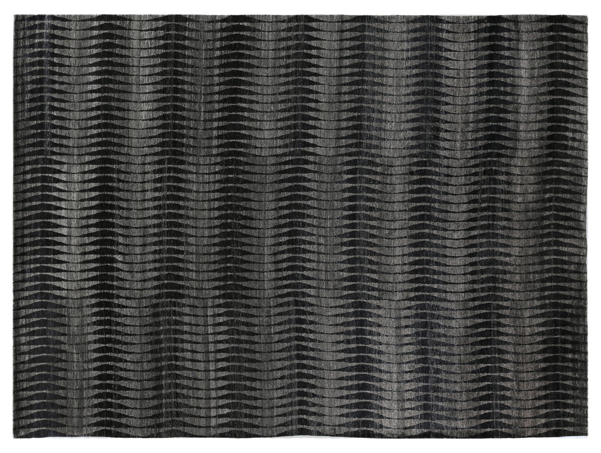 Exquisite Rugs Super Tibetan Hand Knotted Wool/Bamboo Silk in 3524 Gray/Charcoal 10' x 14' Area Rug