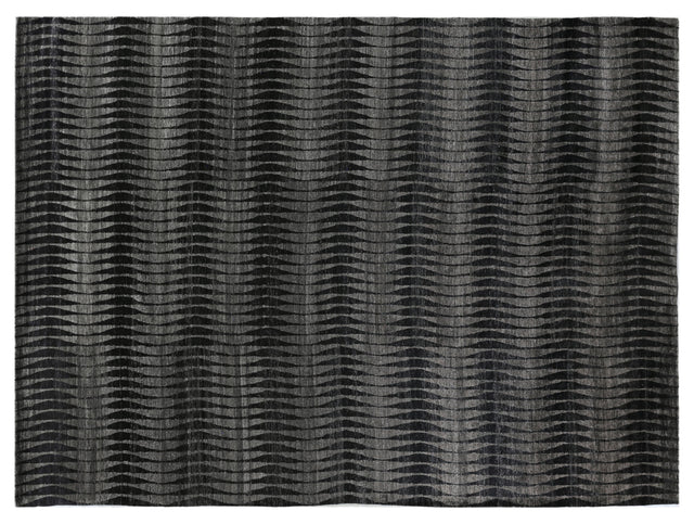 Exquisite Rugs Super Tibetan Hand Knotted Wool/Bamboo Silk in 3524 Gray/Charcoal 10' x 14' Area Rug