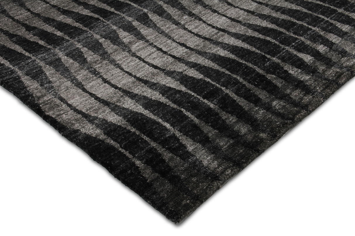 Exquisite Rugs Super Tibetan Hand Knotted Wool/Bamboo Silk in 3524 Gray/Charcoal 10' x 14' Area Rug