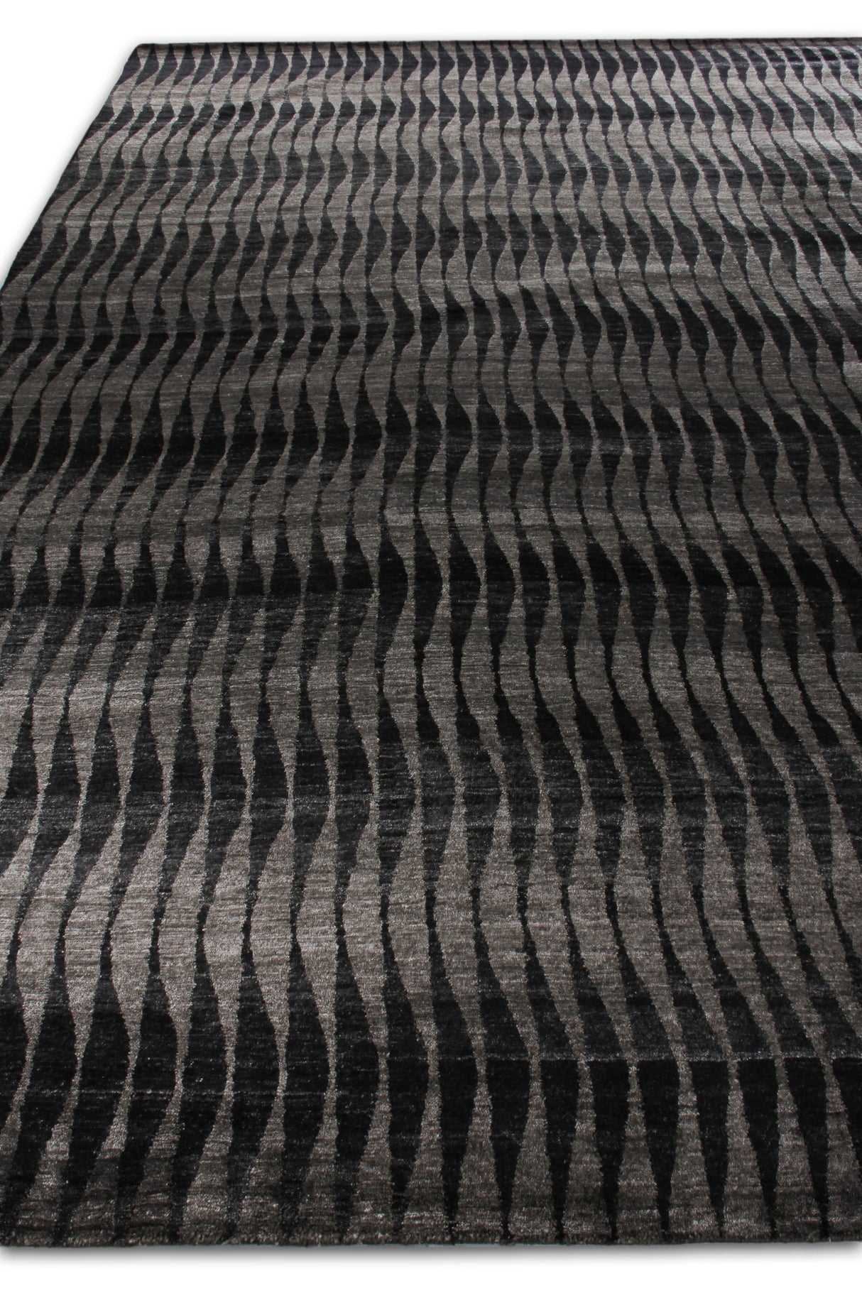 Exquisite Rugs Super Tibetan Hand Knotted Wool/Bamboo Silk in 3524 Gray/Charcoal 10' x 14' Area Rug