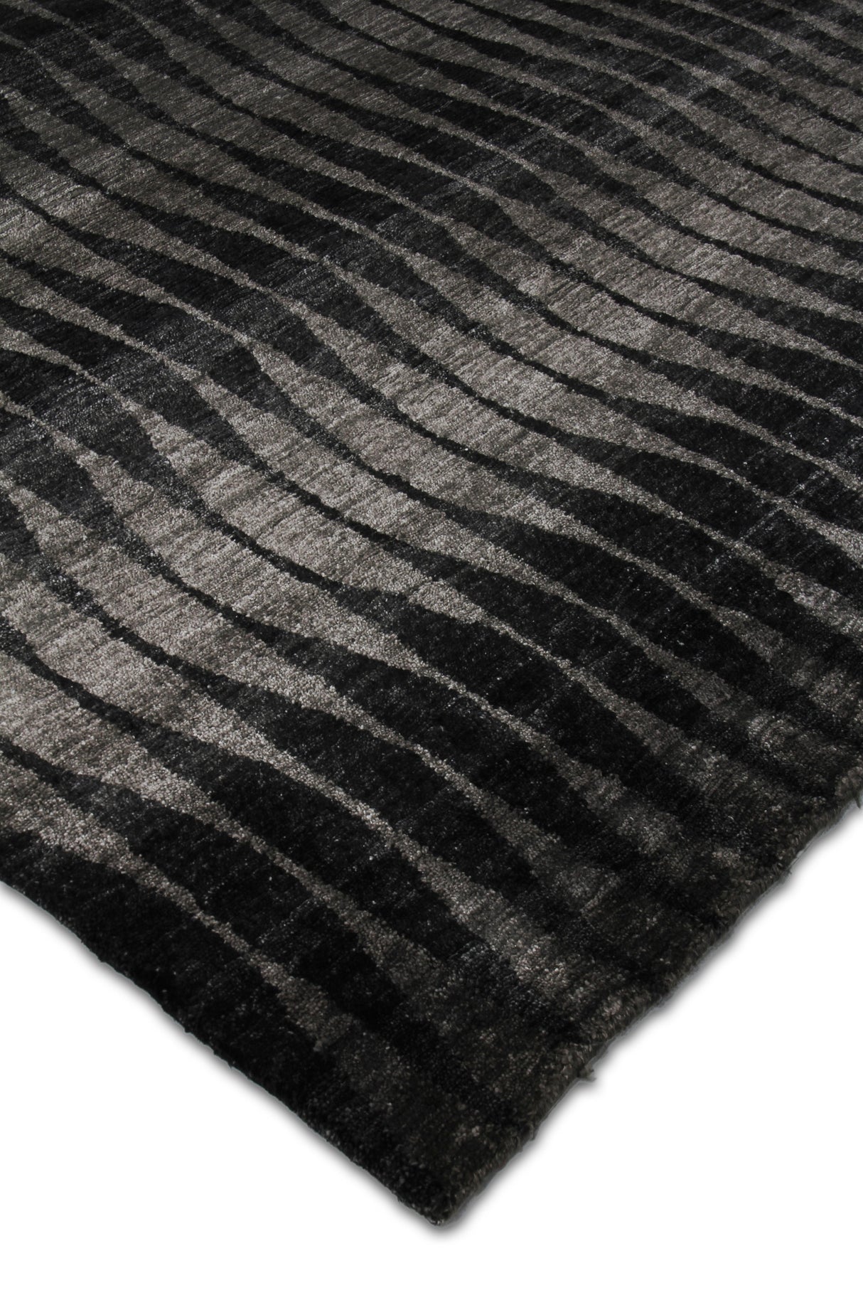 Exquisite Rugs Super Tibetan Hand Knotted Wool/Bamboo Silk in 3524 Gray/Charcoal 10' x 14' Area Rug