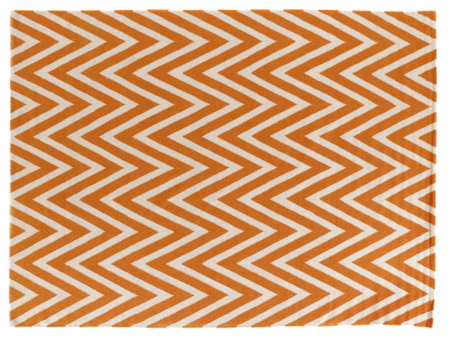 Exquisite Rugs Flatweave Flatweave New Zealand Wool in 3550 Orange/White 5' x 8' Area Rug