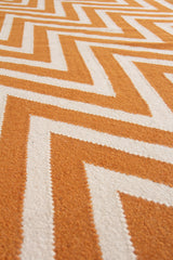 Exquisite Rugs Flatweave Flatweave New Zealand Wool in 3550 Orange/White 5' x 8' Area Rug