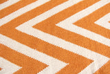 Exquisite Rugs Flatweave Flatweave New Zealand Wool in 3550 Orange/White 5' x 8' Area Rug