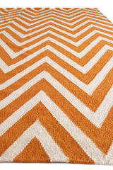 Exquisite Rugs Flatweave Flatweave New Zealand Wool in 3550 Orange/White 5' x 8' Area Rug