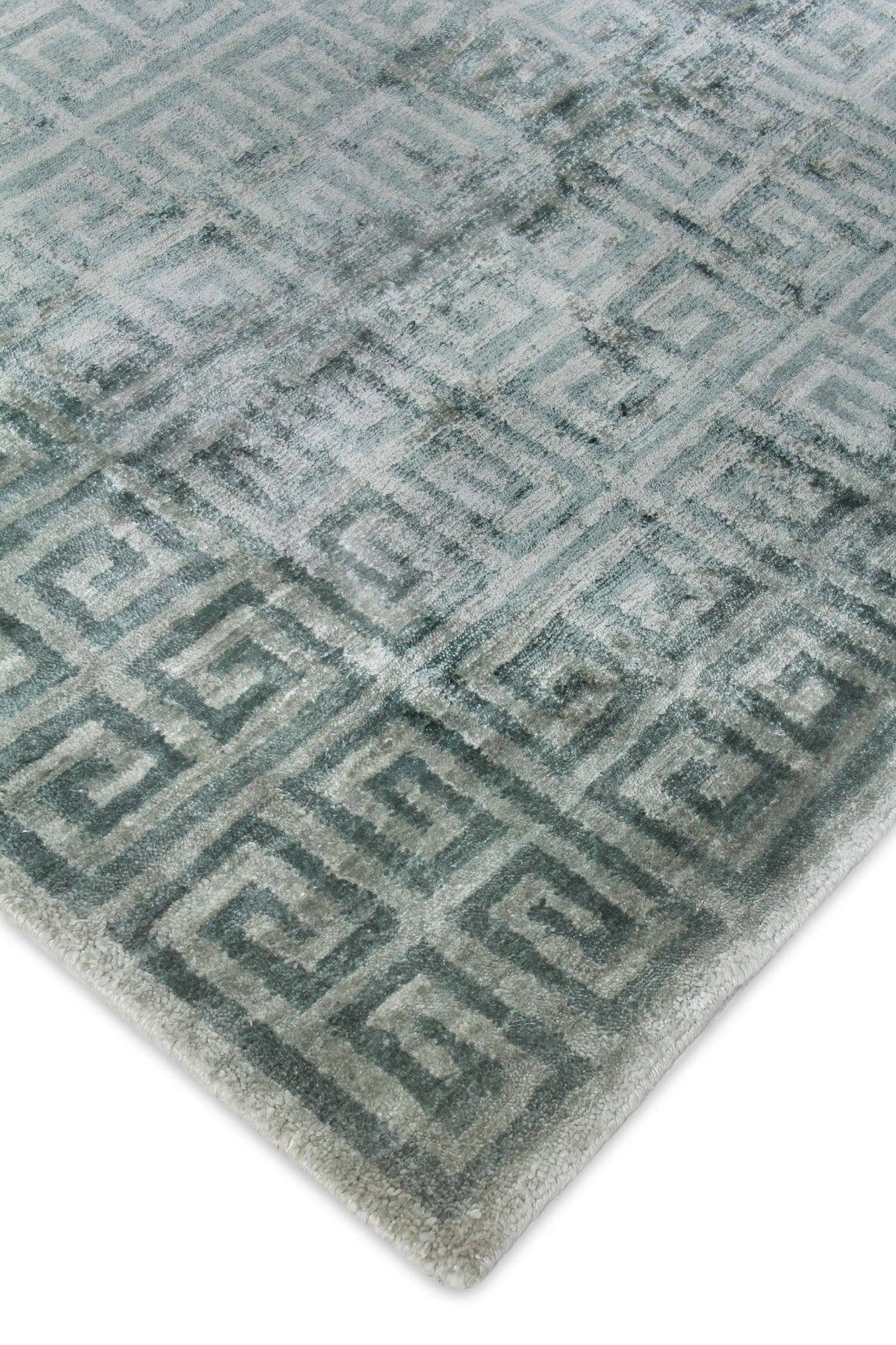 Exquisite Rugs Metro Velvet Hand Knotted Wool/Viscose in 3569 Light Blue 12' x 15' Area Rug