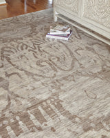Exquisite Rugs Antique'd Silk Hand Knotted Bamboo Silk in 3631 Beige/Light Brown 8' x 10' Area Rug