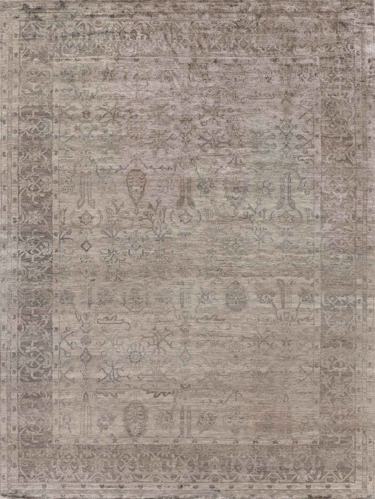 Exquisite Rugs Antique'd Silk Hand Knotted Bamboo Silk in 3707 Taupe 8' x 10' Area Rug