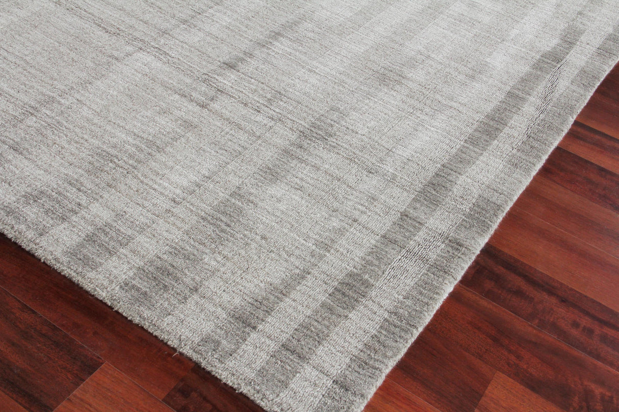 Exquisite Rugs Robin Stripe Hand-loomed Bamboo Silk/Wool 3785 Gray 3' x 2' Area Rug