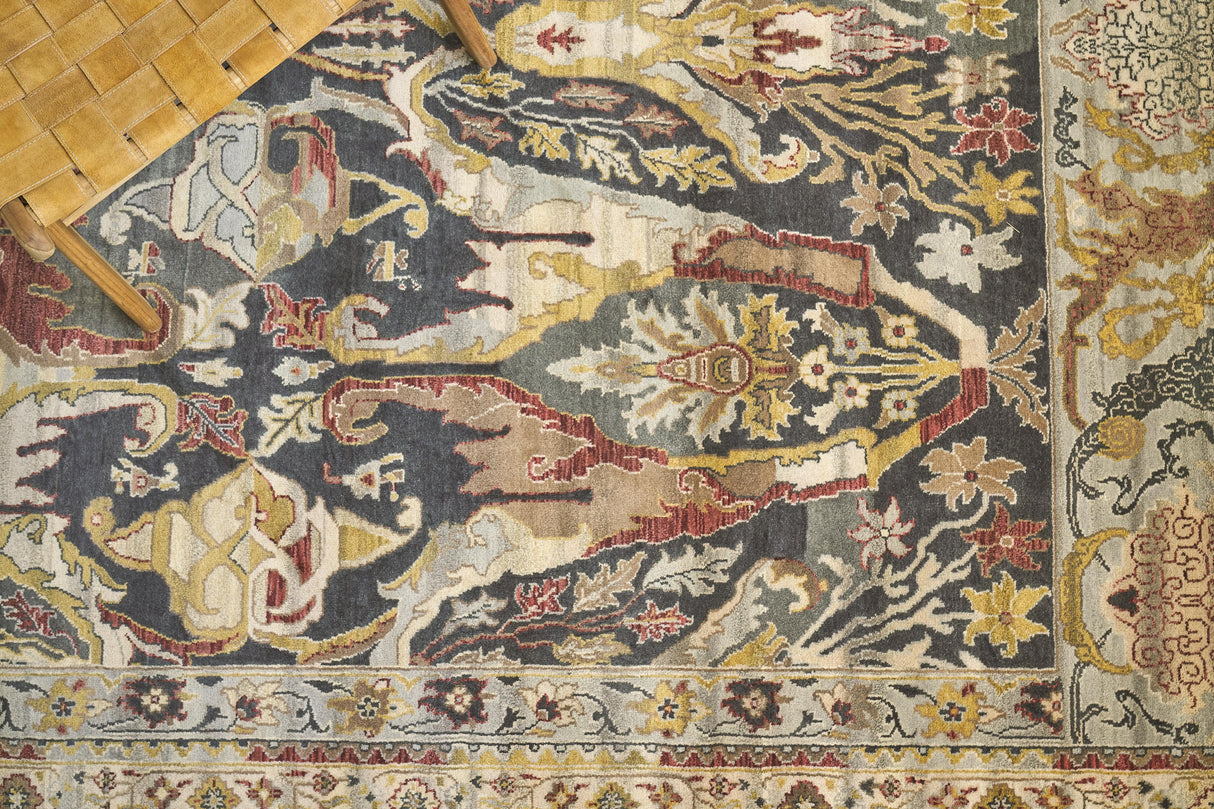 Exquisite Rugs Jurassic Hand Knotted New Zealand Wool in 3800 Charcoal/Beige 8' x 10' Area Rug