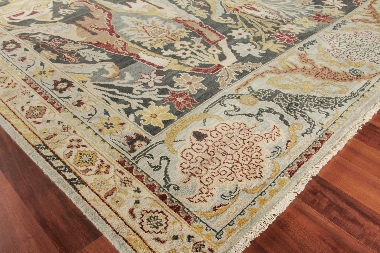Exquisite Rugs Jurassic Hand Knotted New Zealand Wool in 3800 Charcoal/Beige 9' x 12' Area Rug