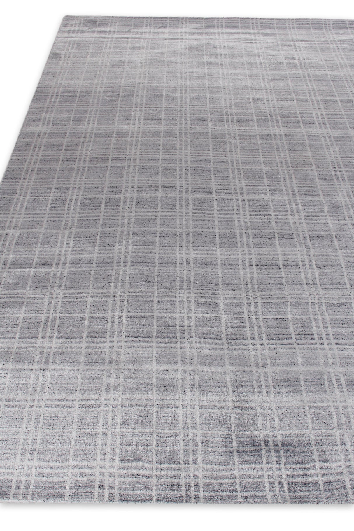 Exquisite Rugs Fairbanks Hand Loomed Bamboo Silk in 3833 Gray/White 10' x 14' Area Rug