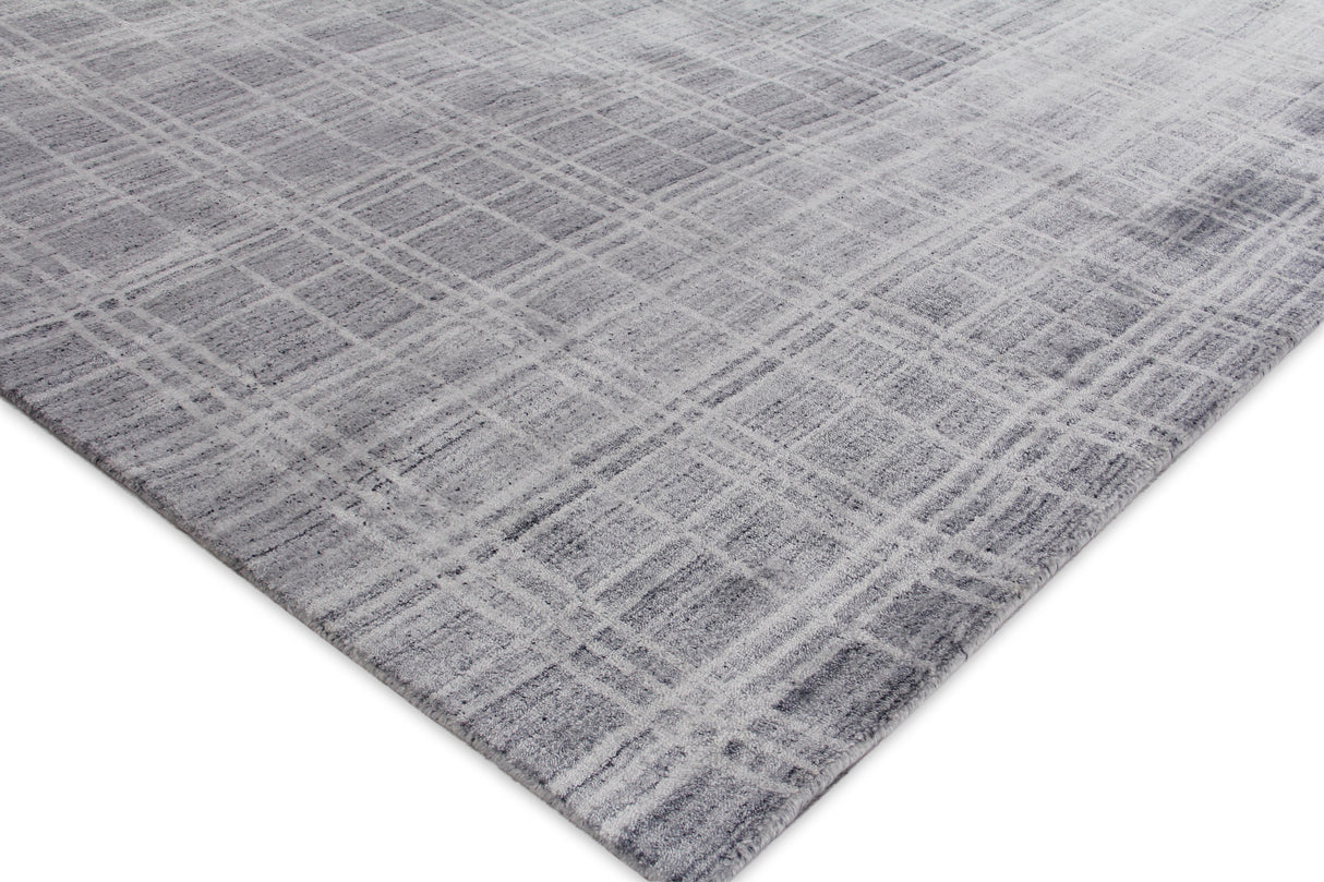 Exquisite Rugs Fairbanks Hand Loomed Bamboo Silk in 3833 Gray/White 10' x 14' Area Rug