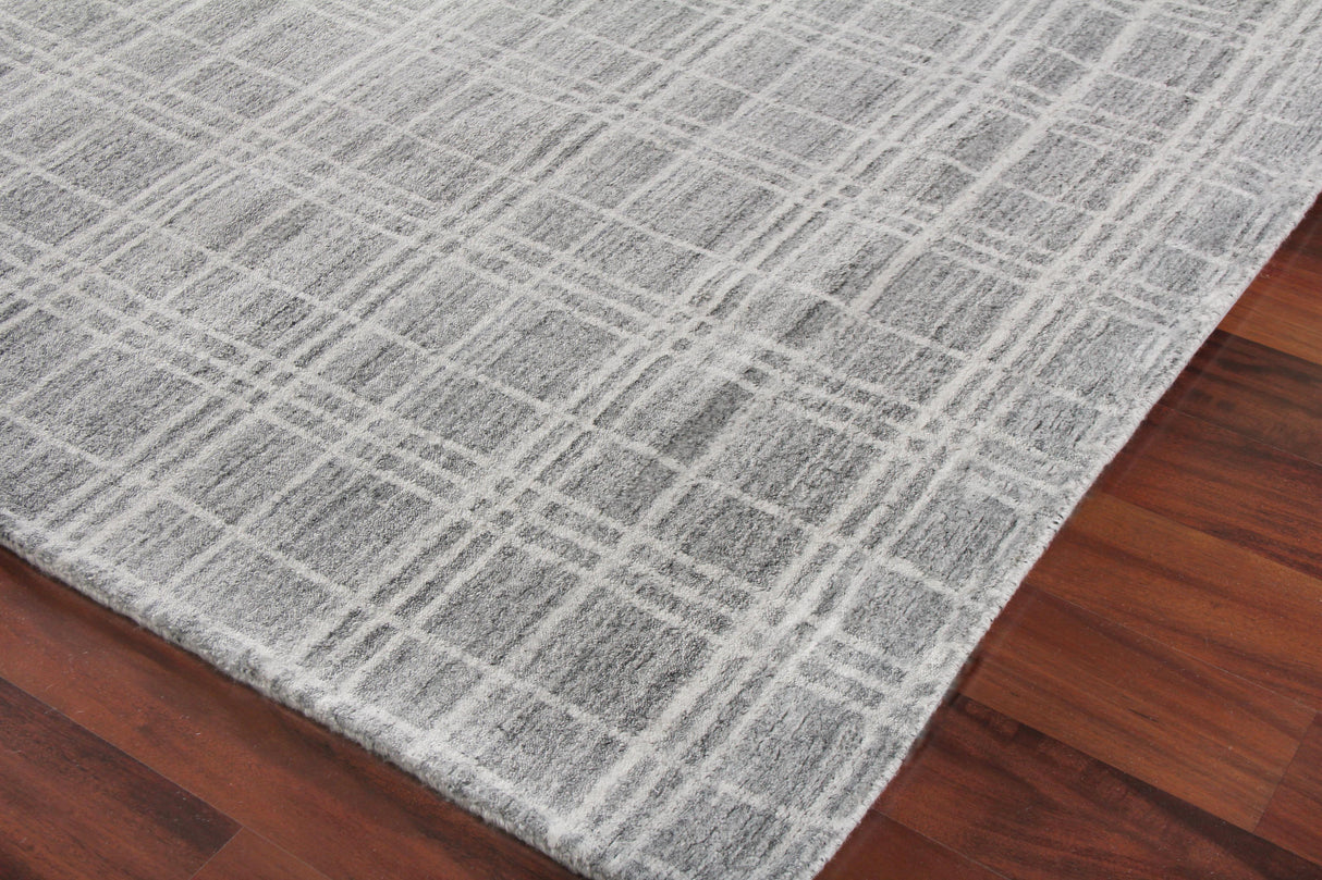 Exquisite Rugs Fairbanks Hand Loomed Bamboo Silk in 3834 Gray/White 9' x 12' Area Rug
