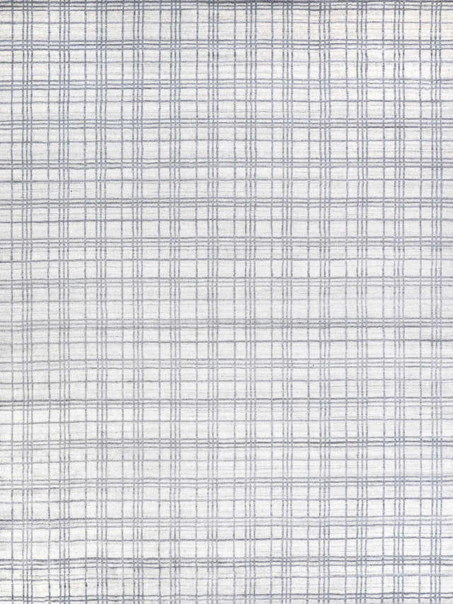 Exquisite Rugs Fairbanks Hand Loomed Bamboo Silk in 3835 White/Light Silver/Gray 9' x 12' Area Rug