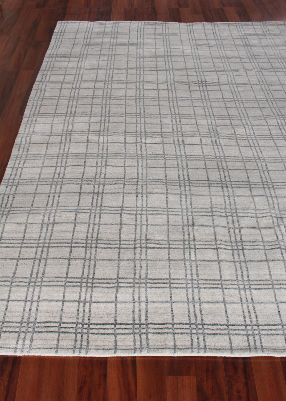 Exquisite Rugs Fairbanks Hand Loomed Bamboo Silk in 3835 White/Light Silver/Gray 9' x 12' Area Rug