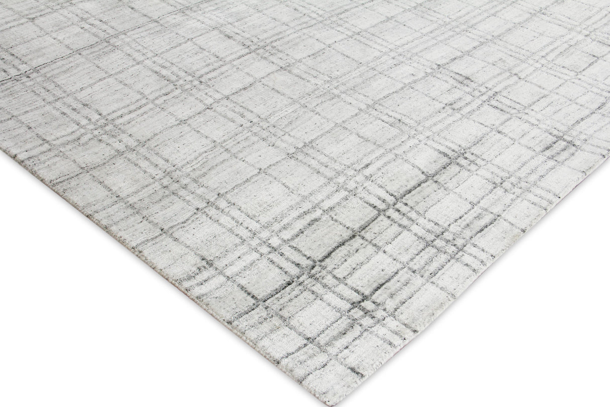 Exquisite Rugs Fairbanks Hand Loomed Bamboo Silk in 3838 White/Gray 14' x 18' Area Rug