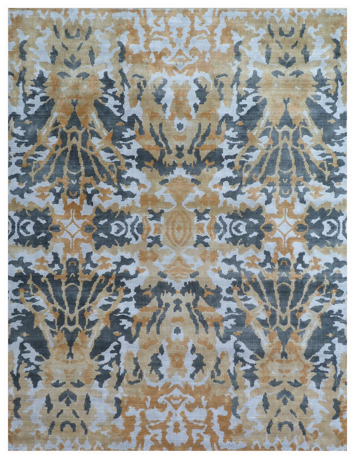 Exquisite Rugs Cassina Hand Loomed Bamboo Silk in 3865 Silver/Gold 5' x 8' Area Rug