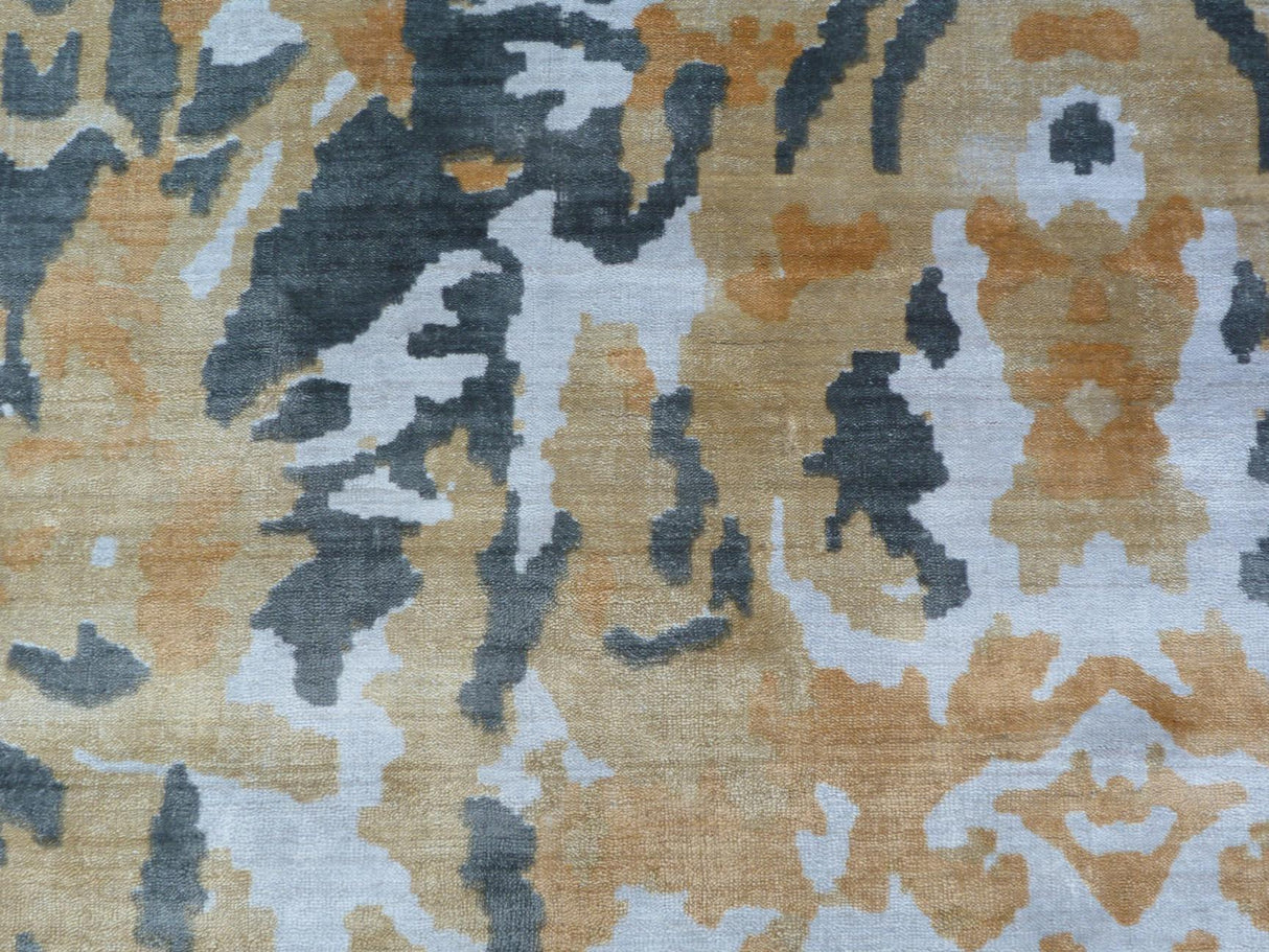 Exquisite Rugs Cassina Hand Loomed Bamboo Silk in 3865 Silver/Gold 8' x 10' Area Rug