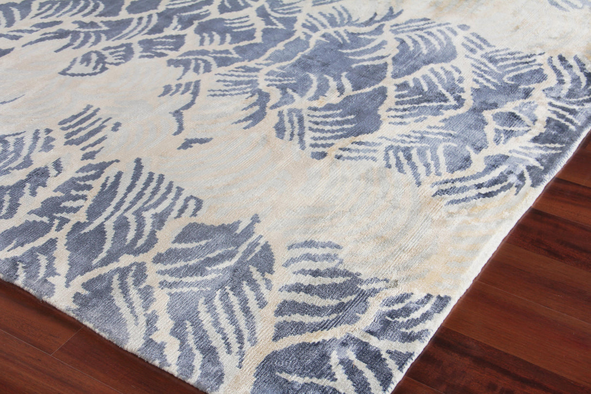 Exquisite Rugs Cassina Hand Loomed Bamboo Silk in 3869 Ivory/Blue 8' x 10' Area Rug