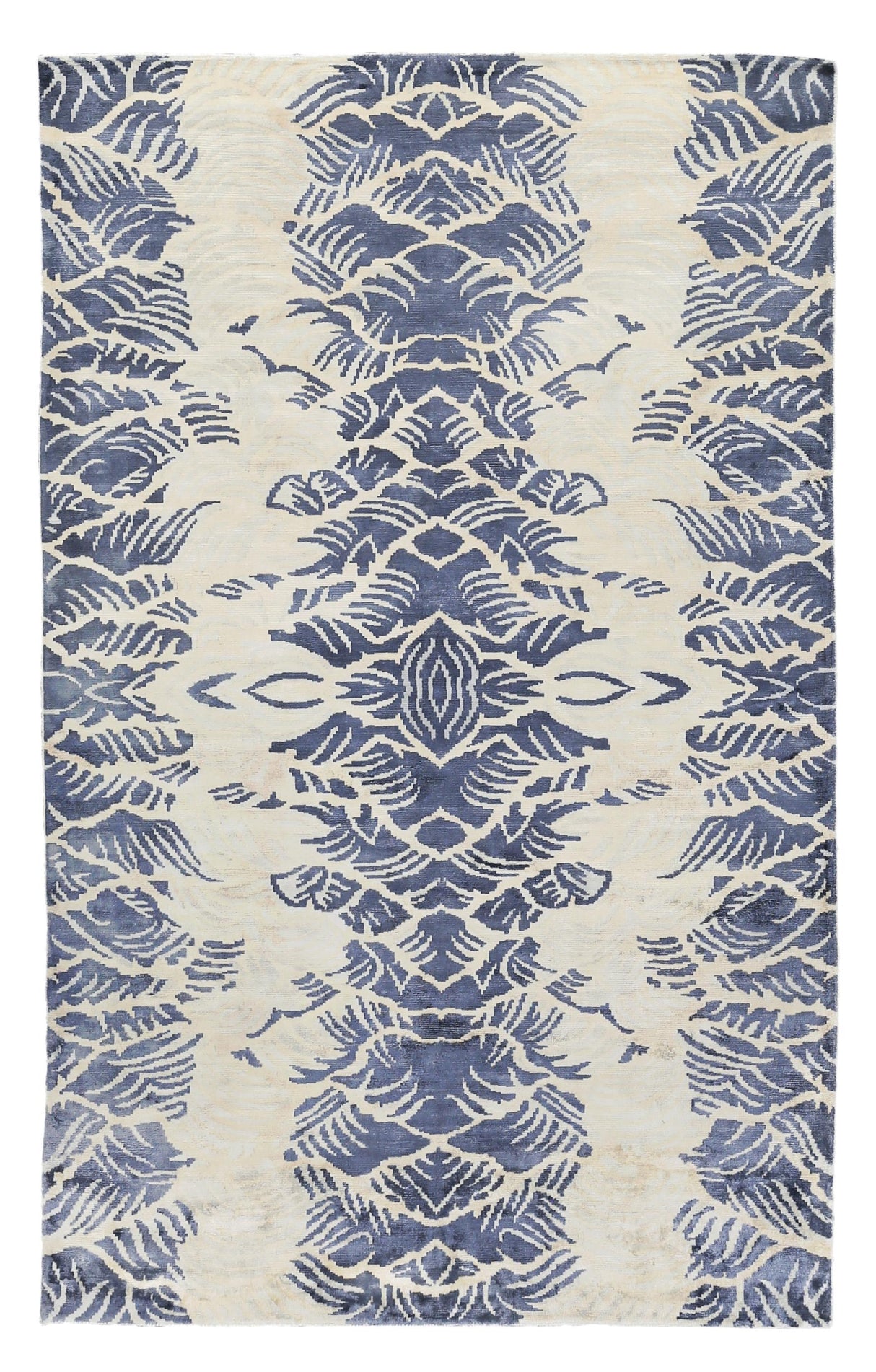 Exquisite Rugs Cassina Hand Loomed Bamboo Silk in 3869 Ivory/Blue 8' x 10' Area Rug