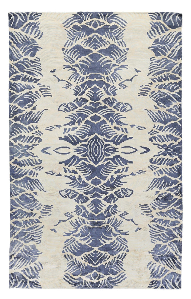 Exquisite Rugs Cassina Hand Loomed Bamboo Silk in 3869 Ivory/Blue 8' x 10' Area Rug