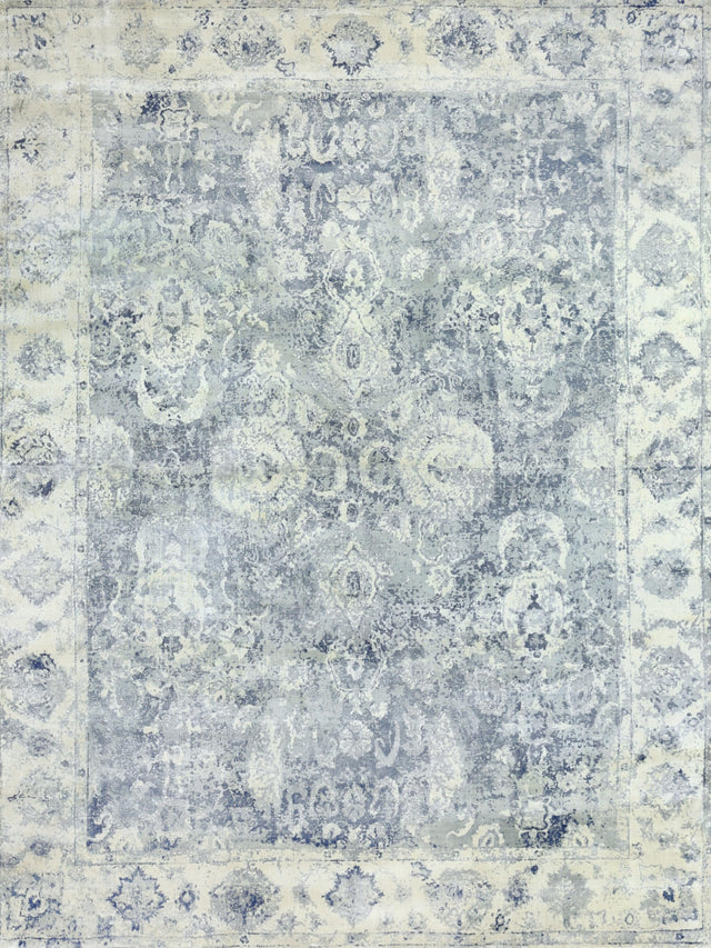 Exquisite Rugs Cassina Hand Loomed Bamboo Silk in 3902 Light Silver/Blue 12' x 15' Area Rug
