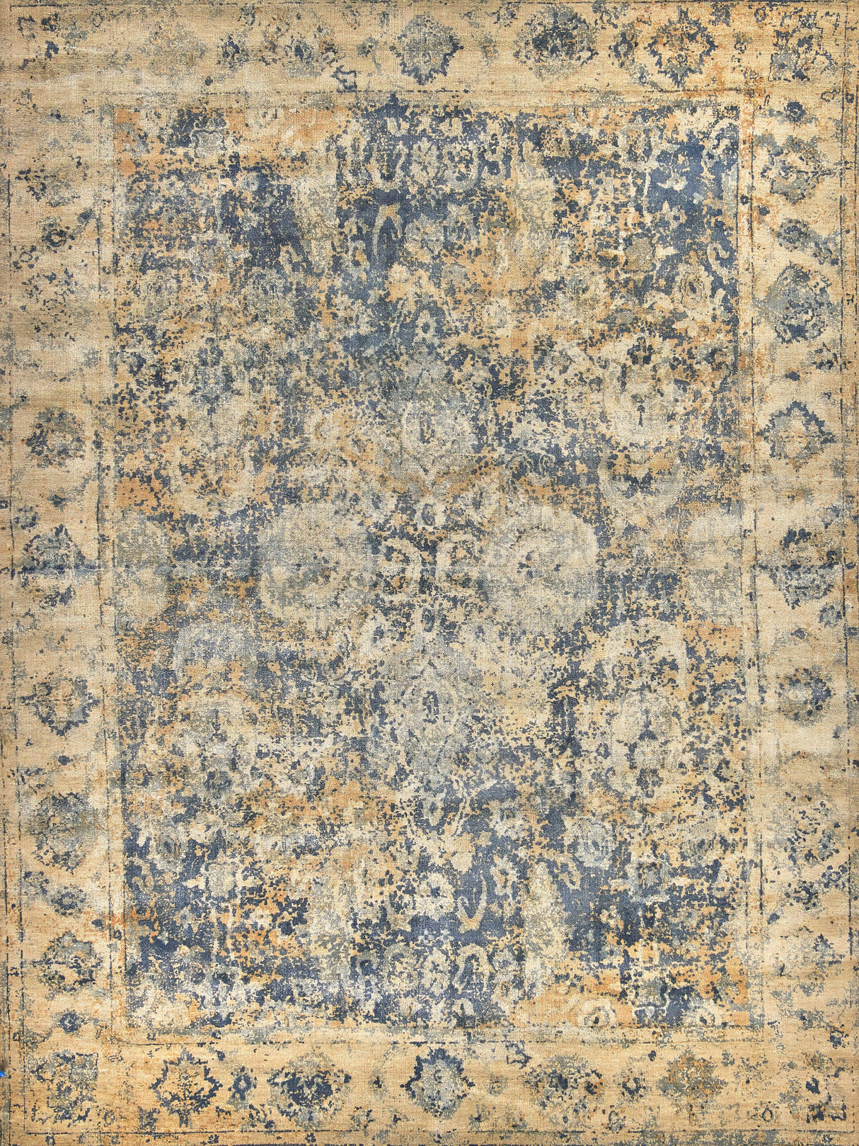 Exquisite Rugs Cassina Hand Loomed Bamboo Silk in 3906 Blue/Beige 6' x 9' Area Rug