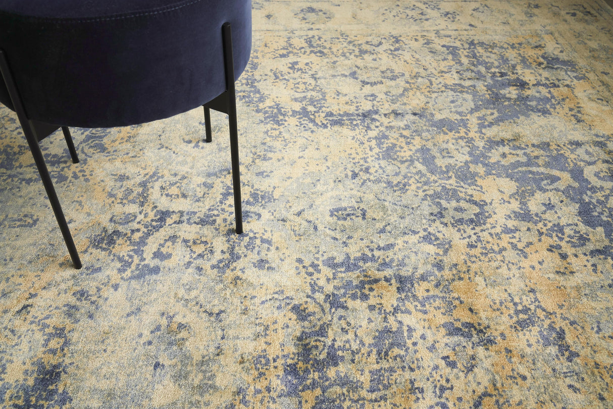 Exquisite Rugs Cassina Hand Loomed Bamboo Silk in 3906 Blue/Beige 6' x 9' Area Rug