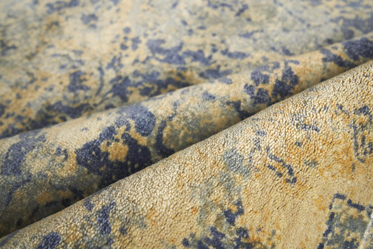 Exquisite Rugs Cassina Hand Loomed Bamboo Silk in 3906 Blue/Beige 9' x 12' Area Rug
