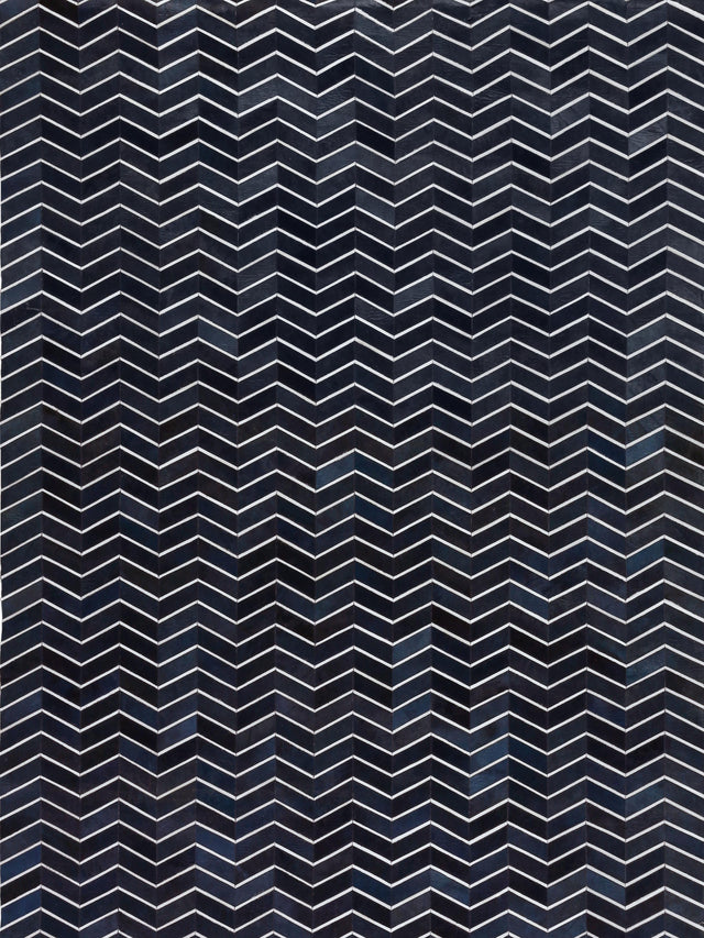 Exquisite Rugs Natural Hide Handmade Leather Hide in 3921 Blue 5' x 8' Area Rug