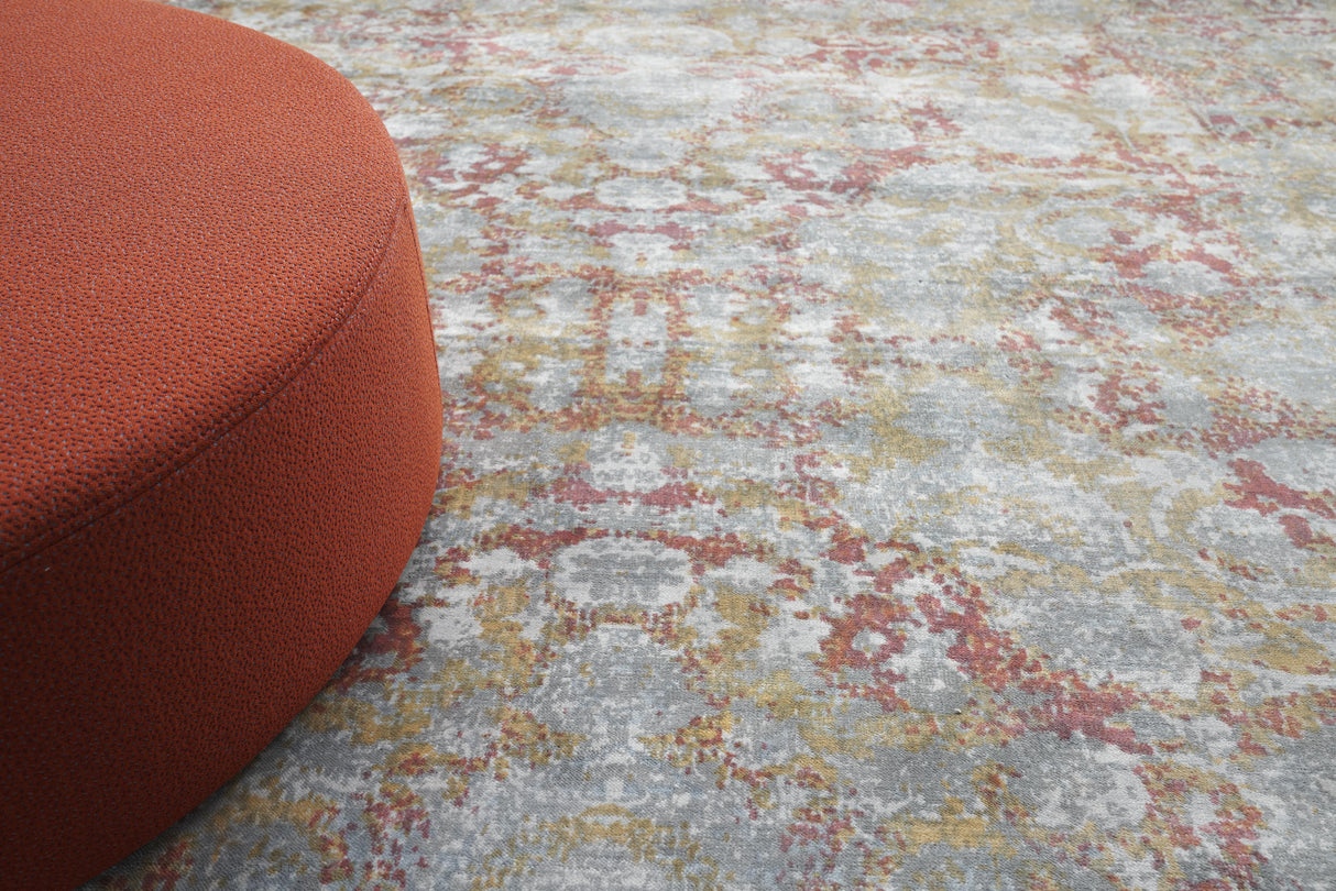Exquisite Rugs Antolini Hand Loomed Bamboo Silk in 3942 Green/Rust 10' x 14' Area Rug