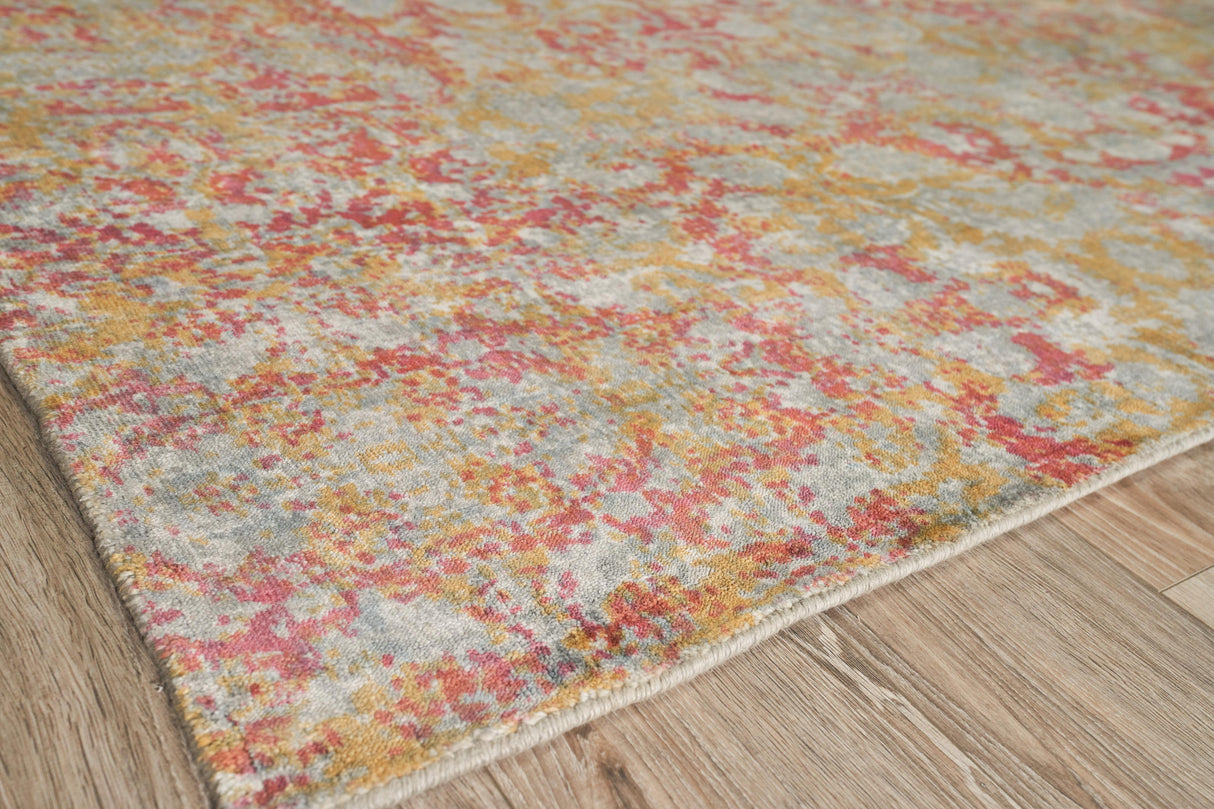 Exquisite Rugs Antolini Hand Loomed Bamboo Silk in 3942 Green/Rust 10' x 14' Area Rug