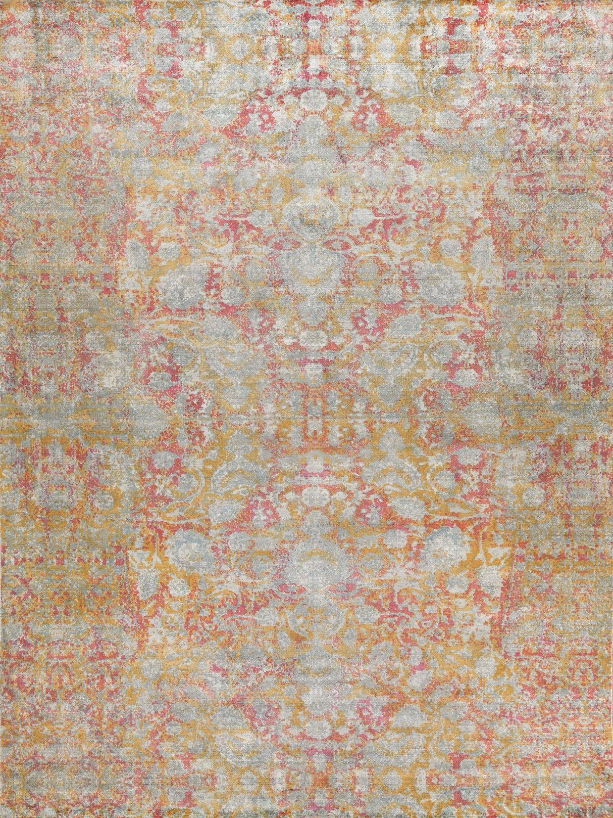 Exquisite Rugs Antolini Hand Loomed Bamboo Silk in 3942 Green/Rust 9' x 12' Area Rug