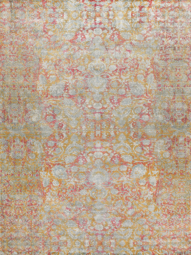 Exquisite Rugs Antolini Hand Loomed Bamboo Silk in 3942 Green/Rust 9' x 12' Area Rug