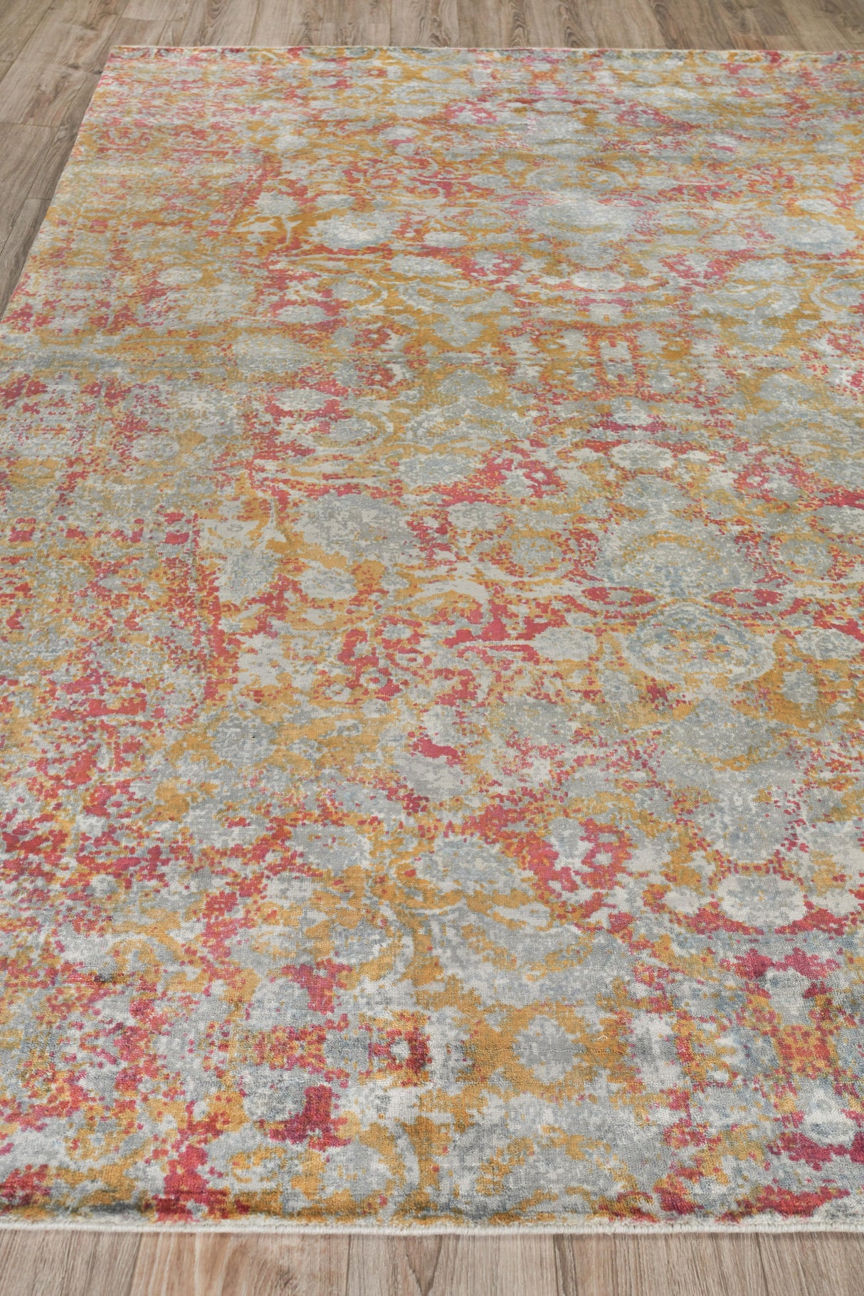 Exquisite Rugs Antolini Hand Loomed Bamboo Silk in 3942 Green/Rust 9' x 12' Area Rug