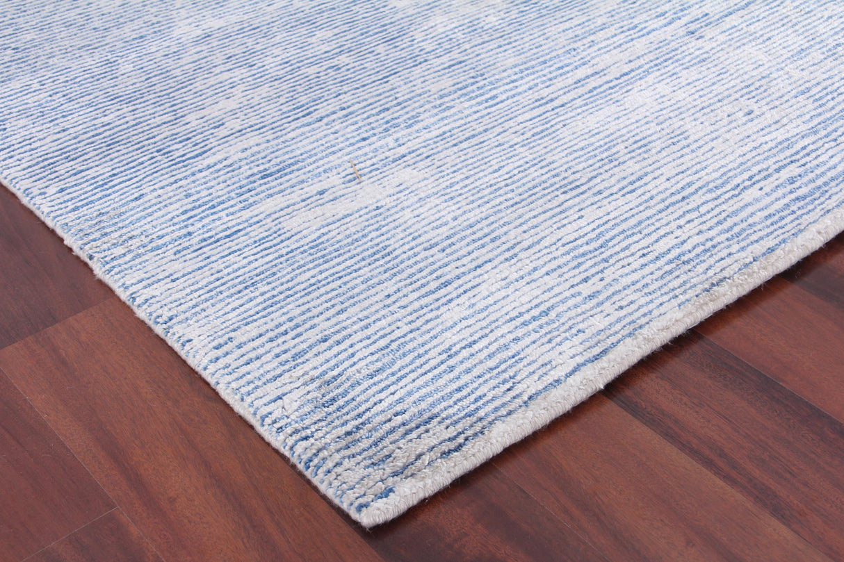 Exquisite Rugs Crush Hand Knotted Bamboo Silk in 3991 Aqua/Dark Aqua 8' x 10' Area Rug