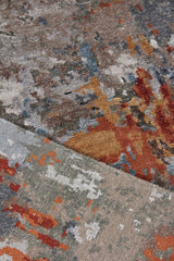 Exquisite Rugs Laureno Hand Knotted Bamboo Silk in 4023 Navy/Silver/Rust 12' x 15' Area Rug