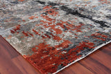 Exquisite Rugs Laureno Hand Knotted Bamboo Silk in 4023 Navy/Silver/Rust 12' x 15' Area Rug