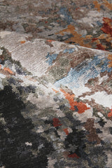 Exquisite Rugs Laureno Hand Knotted Bamboo Silk in 4023 Navy/Silver/Rust 12' x 15' Area Rug