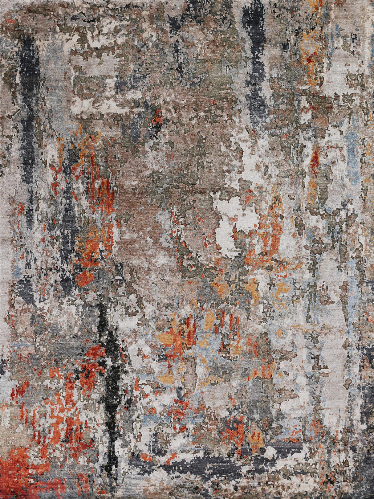 Exquisite Rugs Laureno Hand Knotted Bamboo Silk in 4023 Navy/Silver/Rust 12' x 15' Area Rug