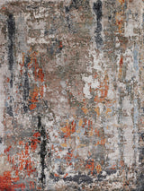 Exquisite Rugs Laureno Hand Knotted Bamboo Silk in 4023 Navy/Silver/Rust 12' x 15' Area Rug