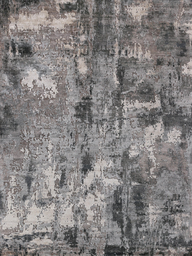 Exquisite Rugs Laureno Hand Knotted Bamboo Silk in 4024 Gray/Charcoal 9' x 12' Area Rug