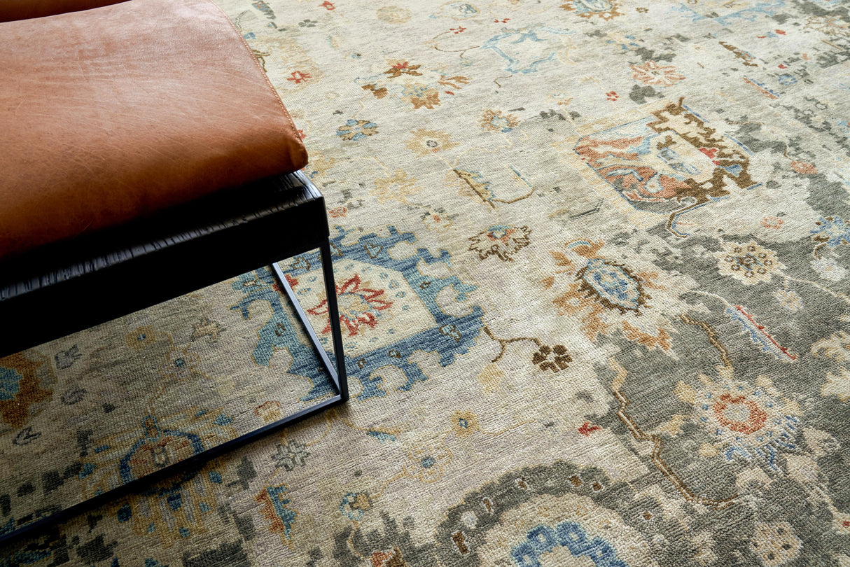Exquisite Rugs Essex Hand Knotted New Zealand Wool in 4032 Tan/Blue/Rust 10' x 14' Area Rug