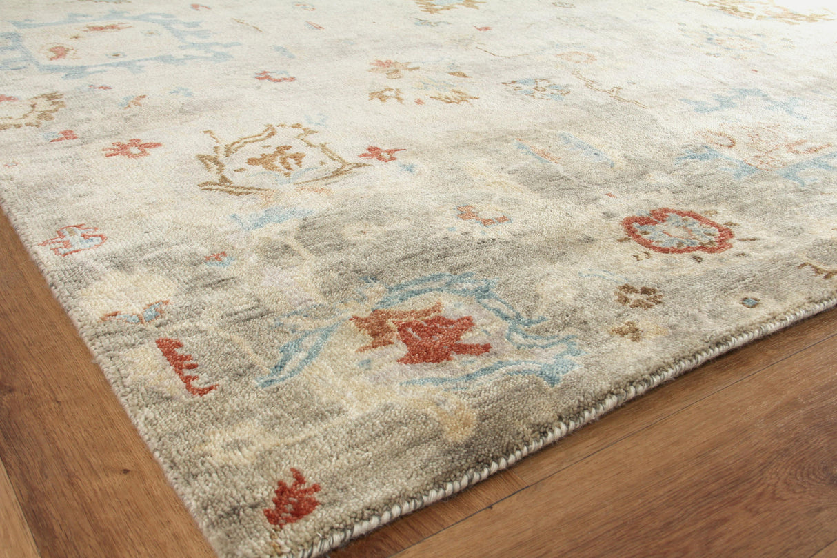 Exquisite Rugs Essex Hand Knotted New Zealand Wool in 4032 Tan/Blue/Rust 8' x 10' Area Rug