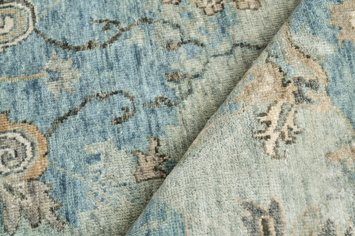 Exquisite Rugs Essex Hand Knotted New Zealand Wool in 4033 Ivory/Light Blue/Multi 10' x 14' Area Rug