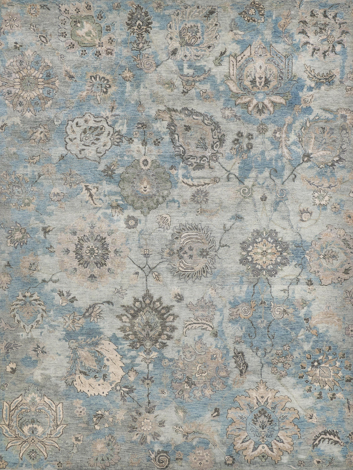 Exquisite Rugs Essex Hand Knotted New Zealand Wool in 4033 Ivory/Light Blue/Multi 8' x 10' Area Rug